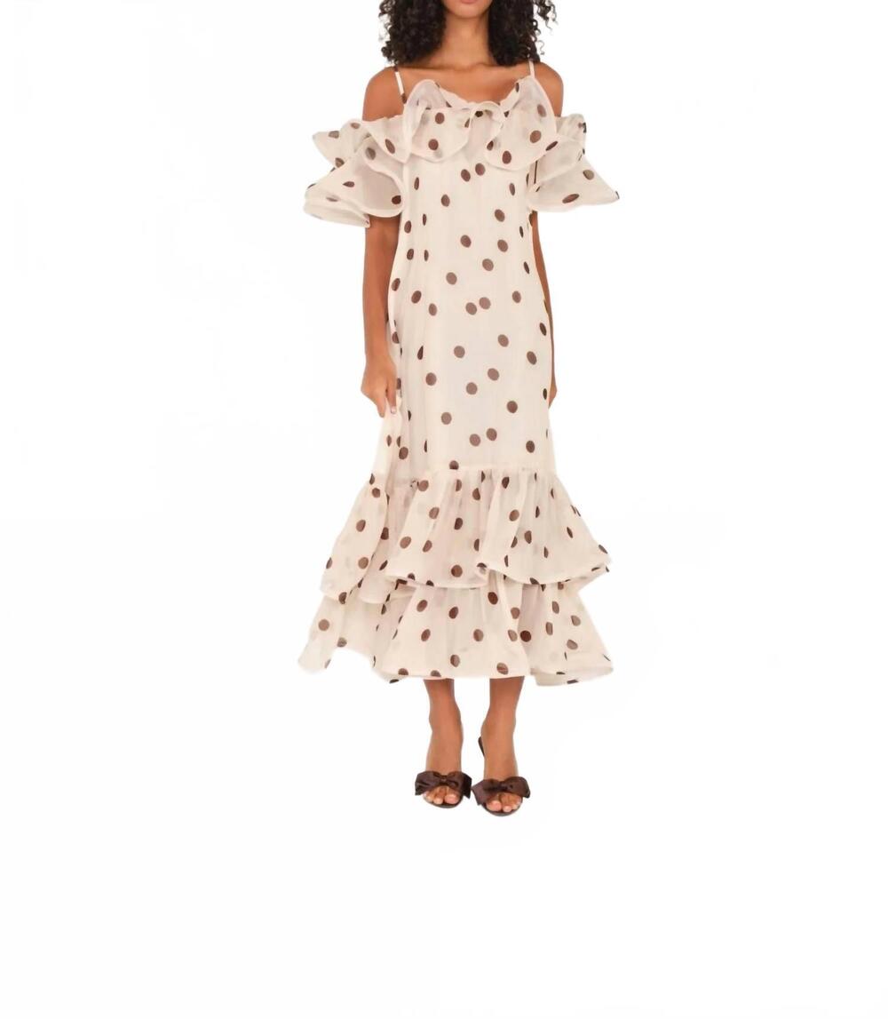 NEW THE LULO PROJECT the barefoot maxi dress in cream polka dot